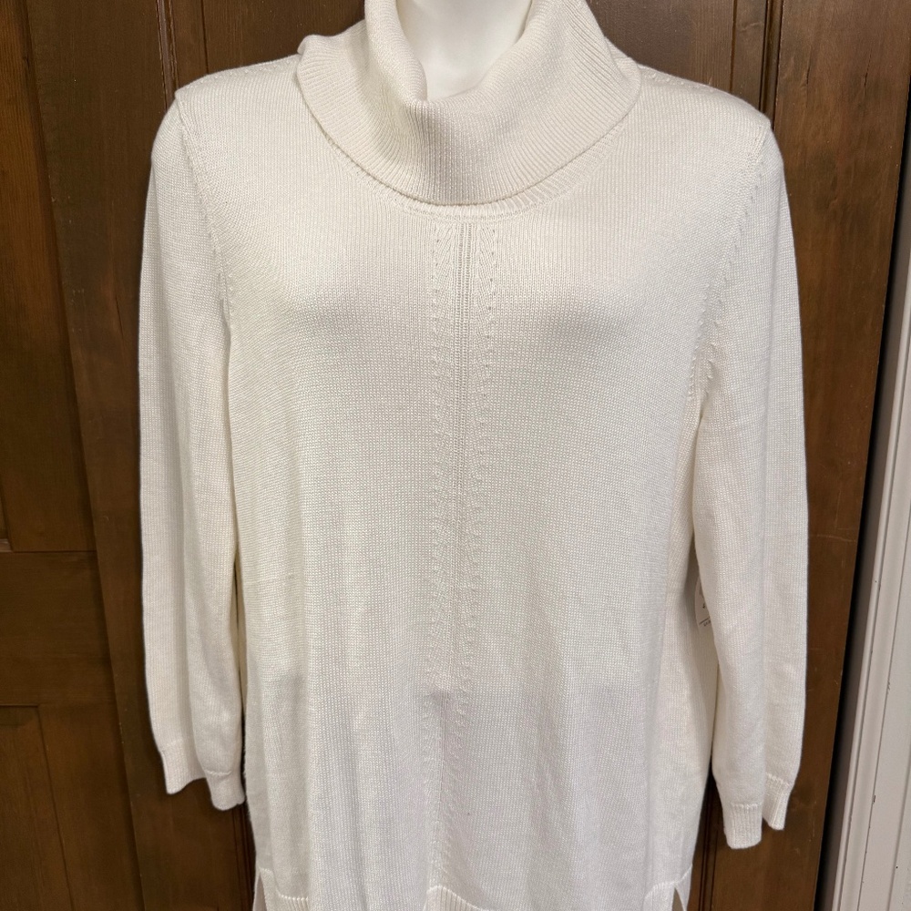NWT Chico's size 4 Touch of Cashmere Cowl Nk Turtleneck Pullover Tunic Sweater‎